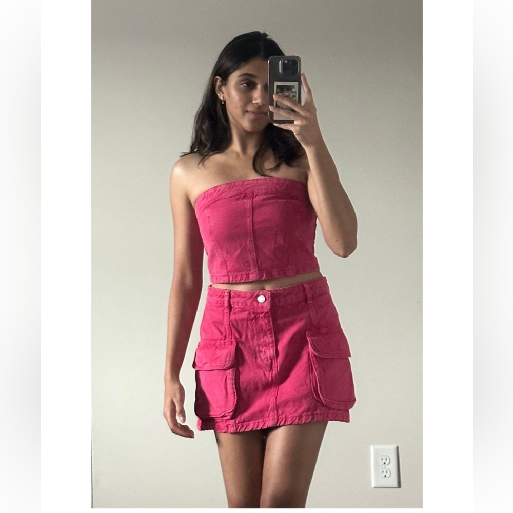 Zara pink denim SKIRT!!